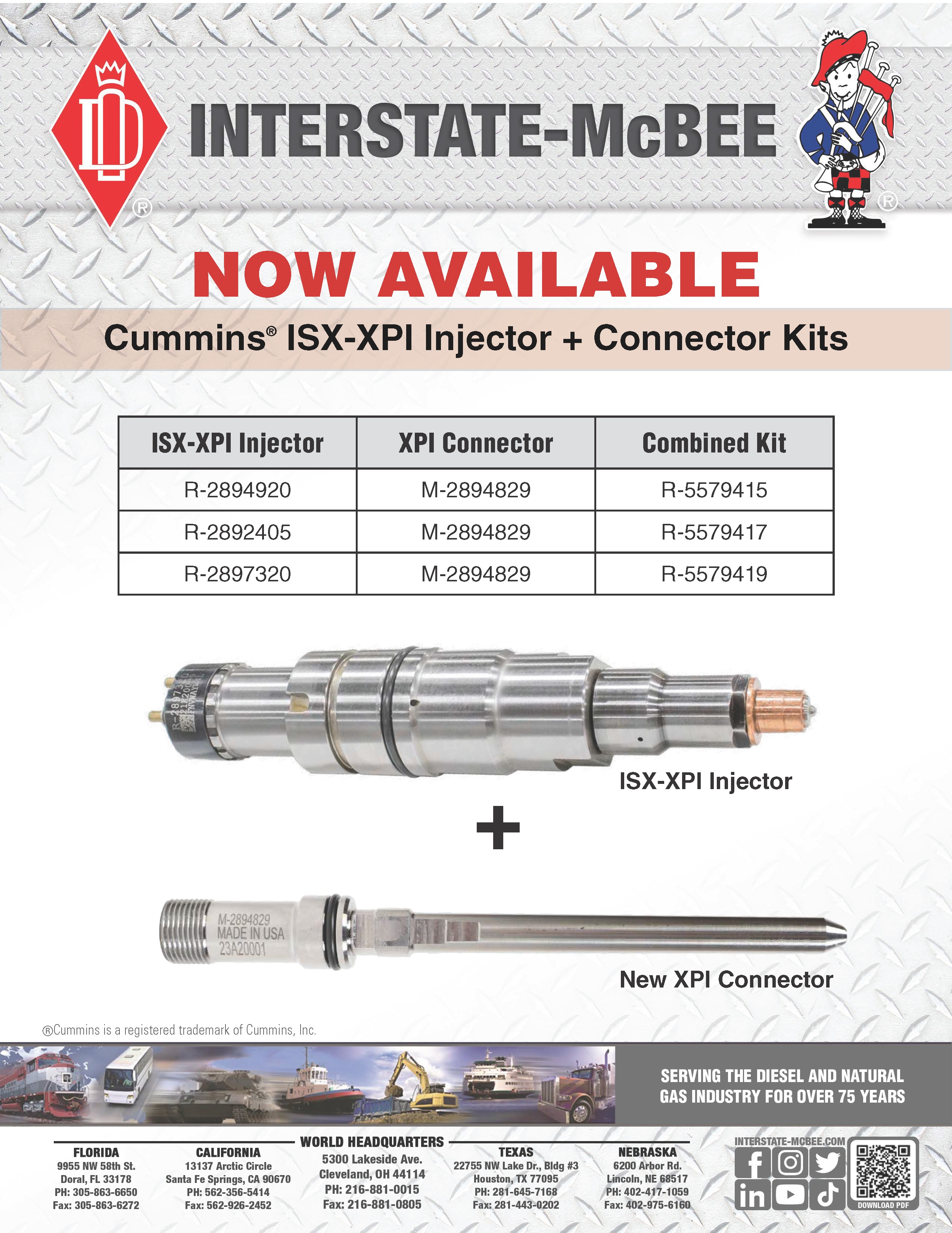 R-5579421 - XPI Injector & Connector Kit